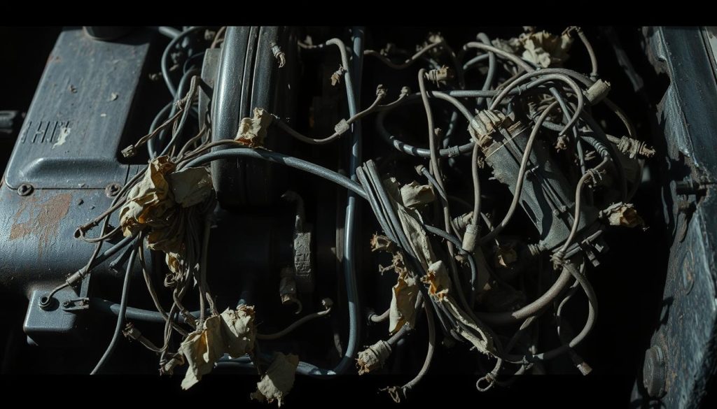 chewed wiring car engine